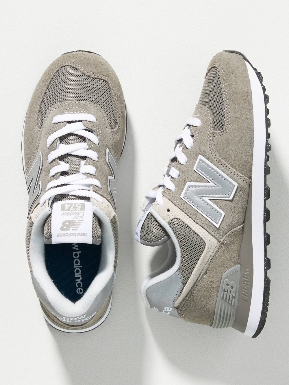 New Balance 574 Gray and White Lace-Up Sneakers Women’s size 8.5/9